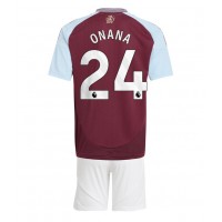 Maglia Calcio Aston Villa Amadou Onana #24 Prima Divisa Bambino 2024-25 Manica Corta (+ pantaloncini)